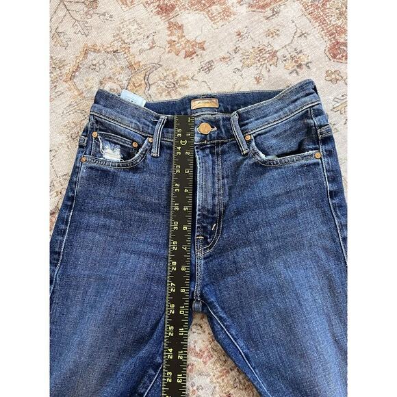 Mother Insider Crop Step Fray Wicked Wildflower Denim Jeans Distressed Size 24 - Picture 3 of 8